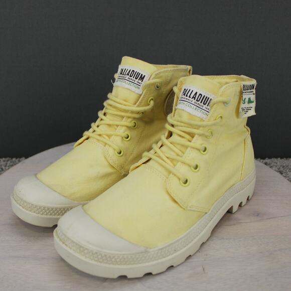 Palladium Canvas Boots Mens 7 Yellow Lightweight Combat - Picture 4 of 9